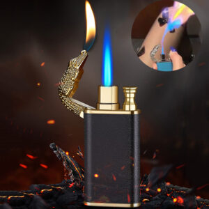 Creative Blue Flame Lighter Dolphin Dragon Tiger Double Fire Metal Winproof Lighter Inflatable Lighter