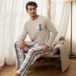 Men’s Polyester Long Sleeve Pajama Set – Cozy Top & Trousers | Free & Fast Shipping USA (3–7 Days)
